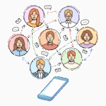 法人携帯を契約した経営者が交流するコミュニティのイメージ